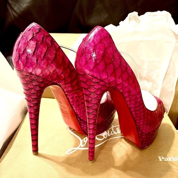 Christian Louboutin Lady Peep Python skin peep pumps EU39 rare 100% authentic - Picture 5 of 12